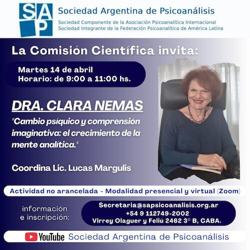 Invitación de la Comisión Científica. Presenta: Dra. Clara Nemas
